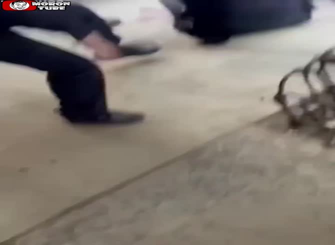 Video :To get away from the cops, he demolishes a restaurant's patio